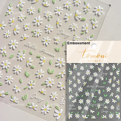 Embossed Shiny Vigor Sunflower Turnsole Vitality Butterfly Daisy Oil Painting Plant 5D Adhesive Nail Art Sticker Manicure Decals (ONLINE ORDER ONLY)