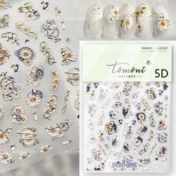 Vivid Honey Bee Ribbon Bowknot Pot Daisy Wreath Flower Shining Tulip Honeycomb Jar Self Adhesive Nail Art Sticker Manicure Decal (ONLINE ORDER ONLY)