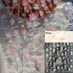 Hot Stamping Laser Shell Conch Starfish Pearl Whale Coral Dolphin Summer Beach Sea Wave Jellyfish Bubble Nail Art Stickers Decal (ONLINE ORDER ONLY)