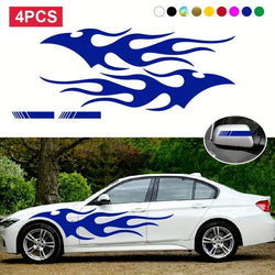 4pcs Fashion Car Stickers Flames Flaming Auto Body Stickers, Stripe Car Door Decals Waterproof Decorative Decal (Online Order Only)
