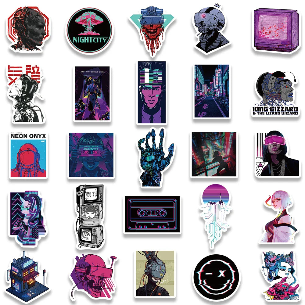 50PCS Y2K Harajuku Cyberpunk Toy Sticker Anime Cybernetic Cool Graffiti Kid Car Phone Laptop Motorcycle Helmet Decal Stickers (ONLINE ORDER ONLY)