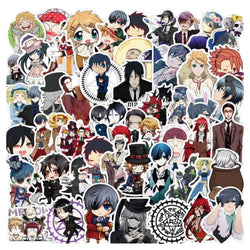 50pcs Black Butler Anime Stickers for Laptop, Phone, Car, Scooter, Suitcase, Water Bottle, Stationery, Refrigerator (Online Order Only)
