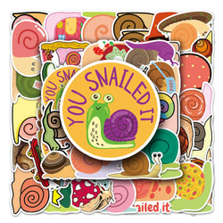 50Pcs Snail Cartoon Waterproof Vinyl Stickers for Skateboard Snowboard (ONLINE ORDER ONLY)