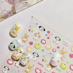 Fruits Apple Strawberry Animals Bear Dog Party Dream Flower Bone Rain Self Adhesive Nail Art Decoration Sticker Manicure Decals (Online Order Only)