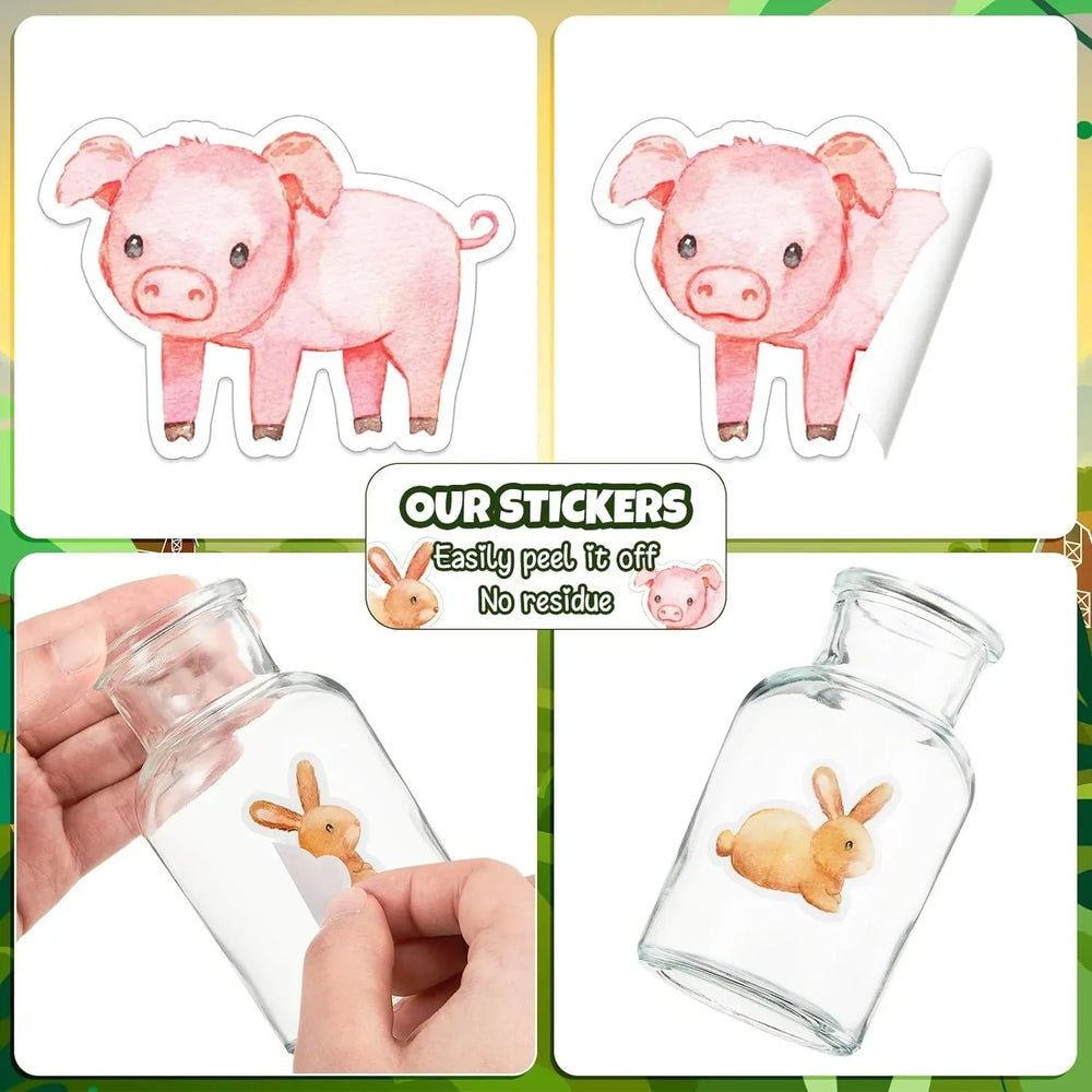 100-500pcs Cartoon Farm Zoo Animals Stickers Decoration Reward DIY Stickers Scrapbook Skateboard Round Sealing Label Stationery (ONLINE ORDER ONLY)