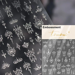 Dreamy Charming Shiny Beautiful Black White Butterfly Flower Love Heart Bowknot 5D Self Adhesive Nail Art Sticker Manicure Decal (ONLINE ORDER ONLY)