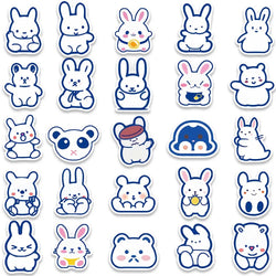 50pcs Cute Cartoon Blue Animals Stickers Pack For Luggage Laptop Guitar Skateboard DIY Waterproof Graffiti Bicyle Car Decals (ONLINE ORDER ONLY)