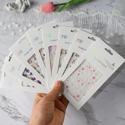Painting Purple Flower Nail Sticker Daisy Wildflowers Butterfly Gradient Design Decal Geometry Line Charm Foils Manicure Sliders (ONLINE ORDER ONLY)