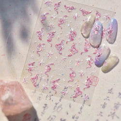 Chic Purple Serpent Flower Winding Snake Elements Shiny Dreamy Animals Self Adhesive Nail Art Sticker Embossment Manicure Decals (ONLINE ORDER ONLY)