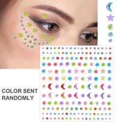 5Pcs Coloful Glitter Face Jewelry Sticker Crystal Eye Body Face Jewels Bady Makeup Tools Temporary Self-Adhesive Nail Rhinestone (ONLINE ORDER ONLY)