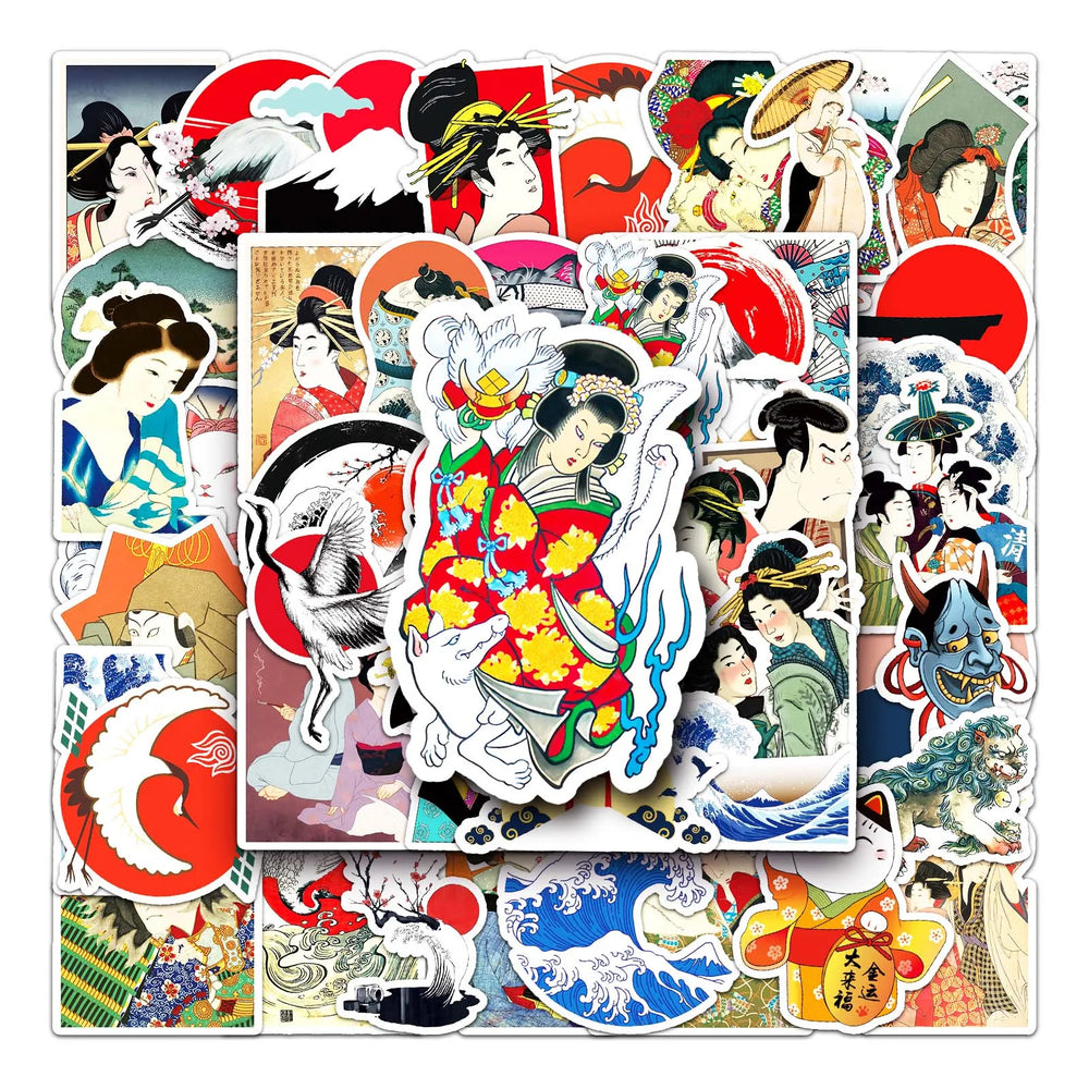 50Pcs Ancient Cartoon Waterproof Vinyl Stickers for Skateboard Snowboard Retro Decals (Online Order Only)