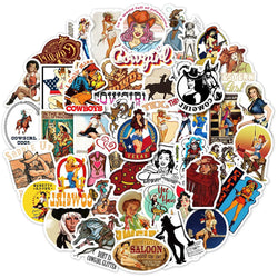 Vintage Western Cowboy Girl Stickers for Phone Laptop Luggage Skateboard Decals Kids Toys (Online Order Only)