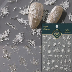 Charming White Shiny Pearl Rhinestone Wings Feathers Crown Moon Stars 3D Self Adhesive Nail Art Sticker Manicure Decal Wholesale (ONLINE ORDER ONLY)