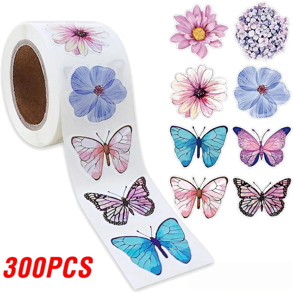 100-500pcs Butterfly Flower Sticker 8 Design Colorful Butterfly Decals Cute Stickers Party Decoration Scrapbook Stationery (ONLINE ORDER ONLY)