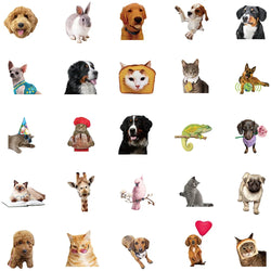 52pcs Cute Dogs Cats Animal Stickers For Luggage Laptop Water Bottle Vinyl Waterproof Graffiti Bicycle Car Decals Kids Toy (ONLINE ORDER ONLY)
