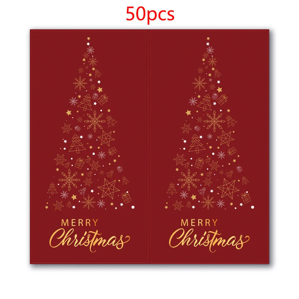 10-50pcs Merry Christmas Stickers 5*10cm Red Christmas Gift Decor Seal Stickers Cute Santa Stickers Stationery Supplies (Online Order Only)
