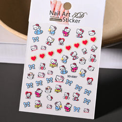1pc 5D Cartoon Nail Art Stickers Waterproof Matte Finish with Kuromi, Cinnamoroll & Hello Kitty Designs Perfect for DIY Manicure (Online Order Only)