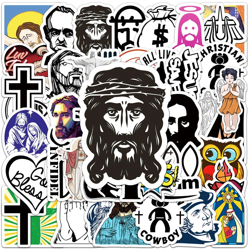 10/30/50pcs Christians Religion Jesus Graffiti Stickers Cartoon Decals Laptop Notebook Scrapbook Wall Decoration Sticker Kid Toy (Online Order Only)