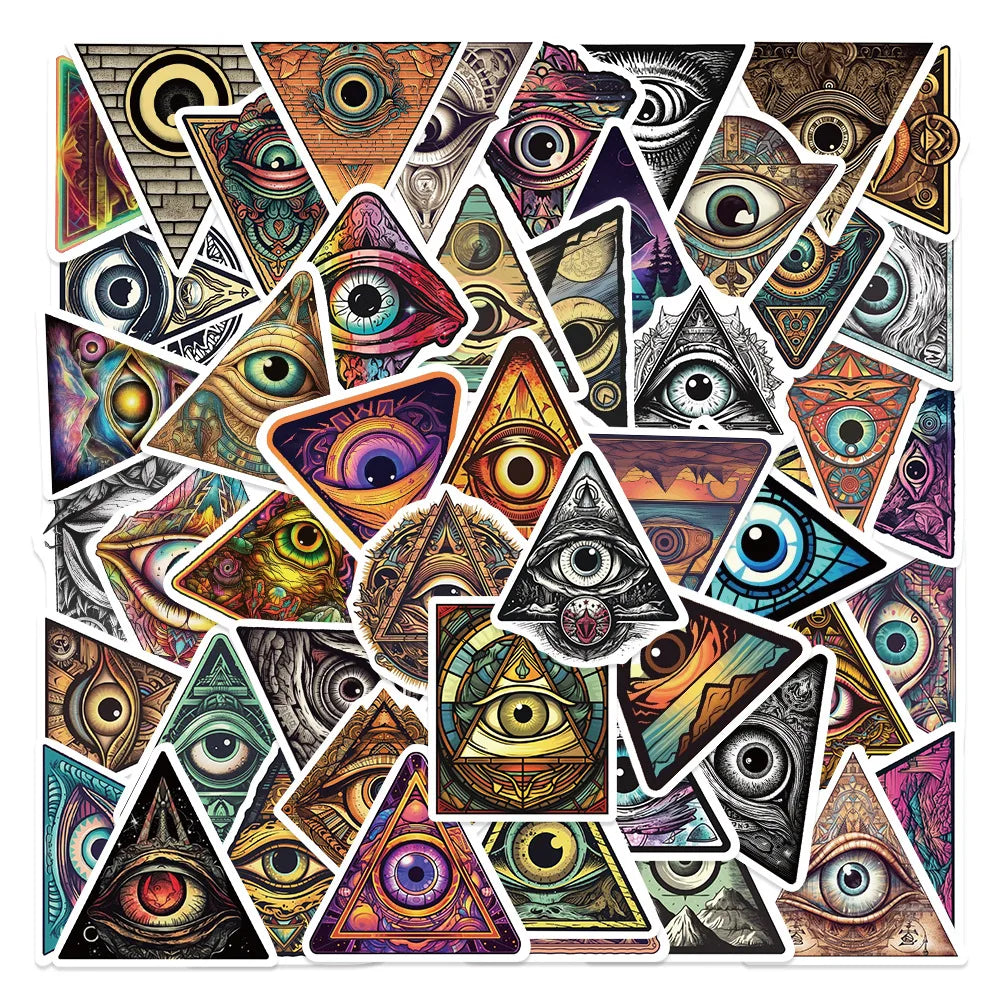 10/50Pcs Funny Cartoon Colorful All Seeing Eyes Graffiti Sticker for Luggage Skateboard Guitar Waterproof Creative Stickers (Online Order Only)