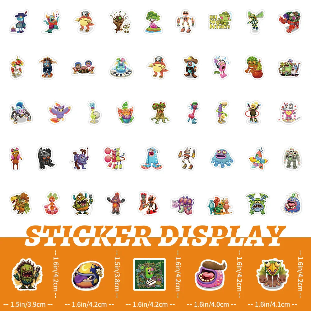 10/30/50/100pcs Game My Singing Monster Anime Stickers Decals Laptop Phone Notebook Guitar Skateboard Cool Waterproof Sticker (ONLINE ORDER ONLY)