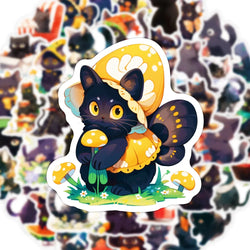 10/30/50PCS Kawaii Black Cat Sticker Funny Animal Decals Decoration DIY Suitcase Bike Phone Laptop Fridge Graffiti Kids Sticker (ONLINE ORDER ONLY)