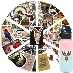 50PCS Cartoon Gothic Skeleton Animal Stickers Skateboard Guitar Computer Refrigerator Desk Graffiti Creative Sticker (ONLINE ORDER ONLY)