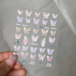1pcs Pink Christmas Nail Stickers Shiny Shell Light Nail Art Parts Stickers Cute Snowflakes Star Wreath Nail Decorations Decals* (ONLINE ORDER ONLY)