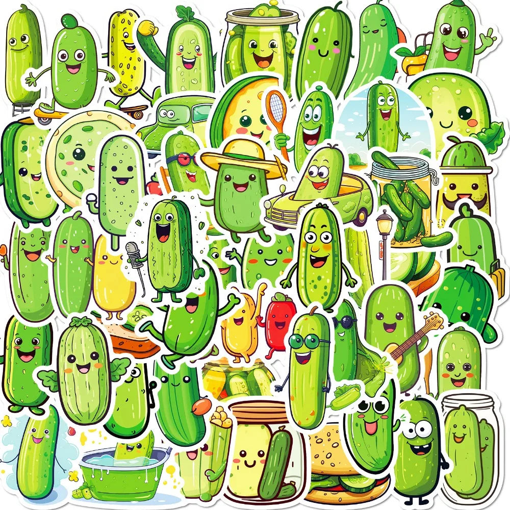 10/50PCS Funny Cartoon Pickle Cucumbers Graffiti Stickers Decals Kids Toy Laptop Scrapbook Phone Suitcase Decoration Sticker (ONLINE ORDER ONLY)