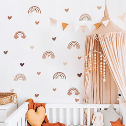 Boho Cartoon Cute Sweet Rainbow Heart Nursery Wall Decals Art Posters Nordic Style Kids Room Girls Bedroom Sticker  Home Decor (Online Order Only)