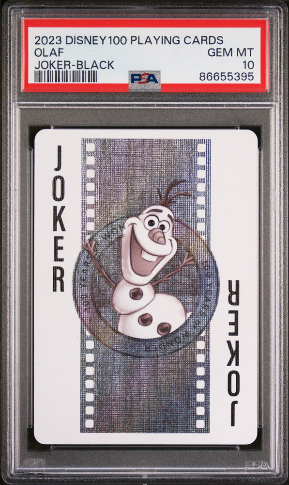 2023 DISNEY 100 PLAYING CARDS OLAF JOKER BLACK PSA 10 (Online Order Only)