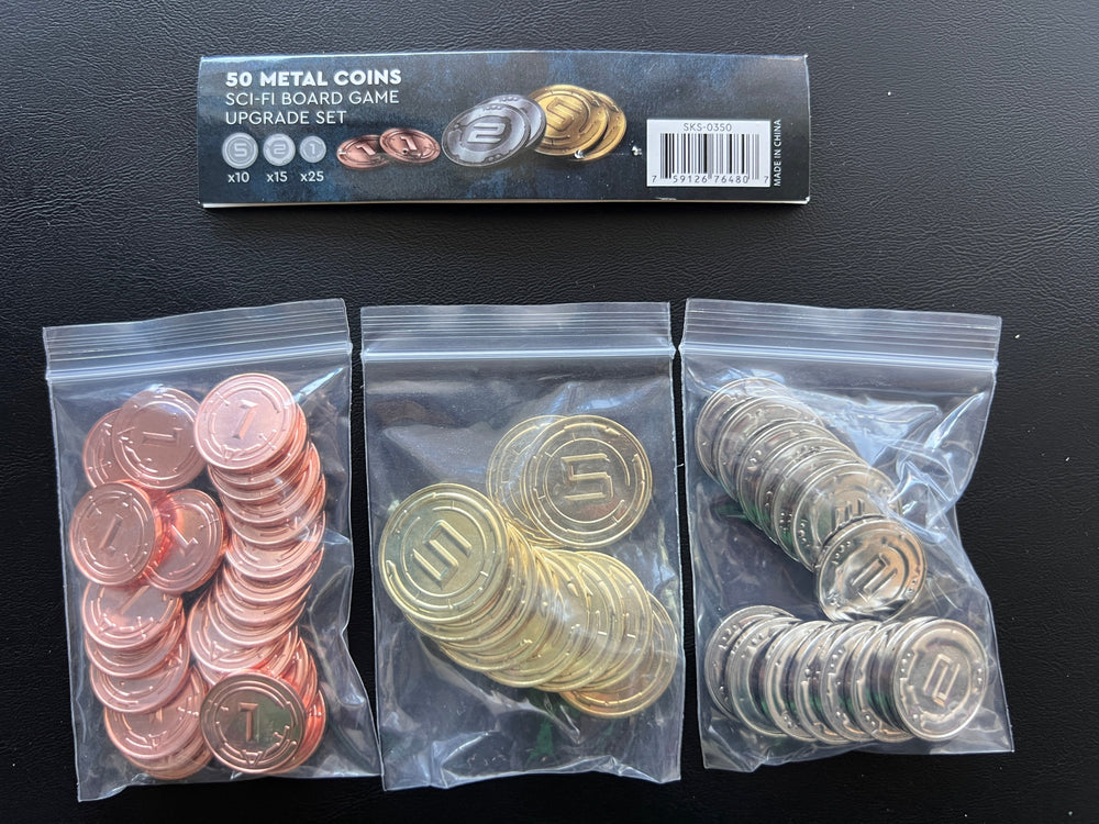 50 Metal Coin Board Game Upgrade Set (Sci-Fi Coins)