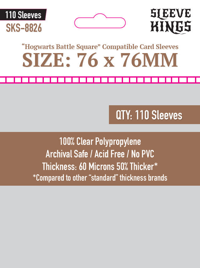 "Hogwarts Battle" Compatible Large Sleeves (76x76mm) 110 Pack, 60 Micron, SKS-8826 (ONLINE ORDER ONLY)