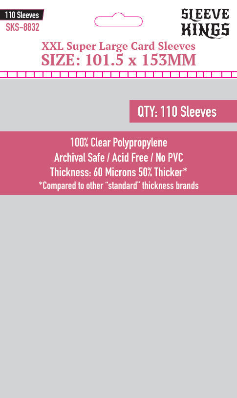 XXL Super Large Game Card Sleeves (101.5x153mm) 110 Pack, 60 Micron, SKS-8832 (ONLINE ORDER ONLY)