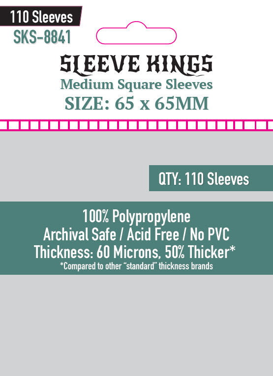 Medium Square Card Sleeves (65x65mm) 110 Pack, 60 Microns, SKS-8841 (ONLINE ORDER ONLY)