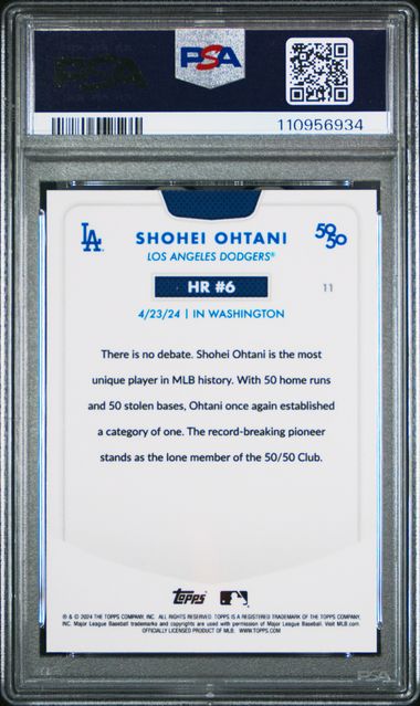 Graded 2024 Topps 50/50 Shohei Ohtani #11 /99 Chrome Green Refractor Baseball Card PSA 9 Mint (ONLINE ORDER ONLY)