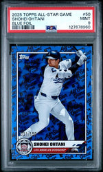 Graded 2025 Topps All Star Game Shohei Ohtani #50 /150 Blue Foil Baseball Card PSA 9 Mint