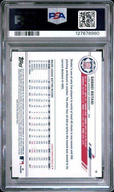 Graded 2025 Topps All Star Game Shohei Ohtani #50 /150 Blue Foil Baseball Card PSA 9 Mint