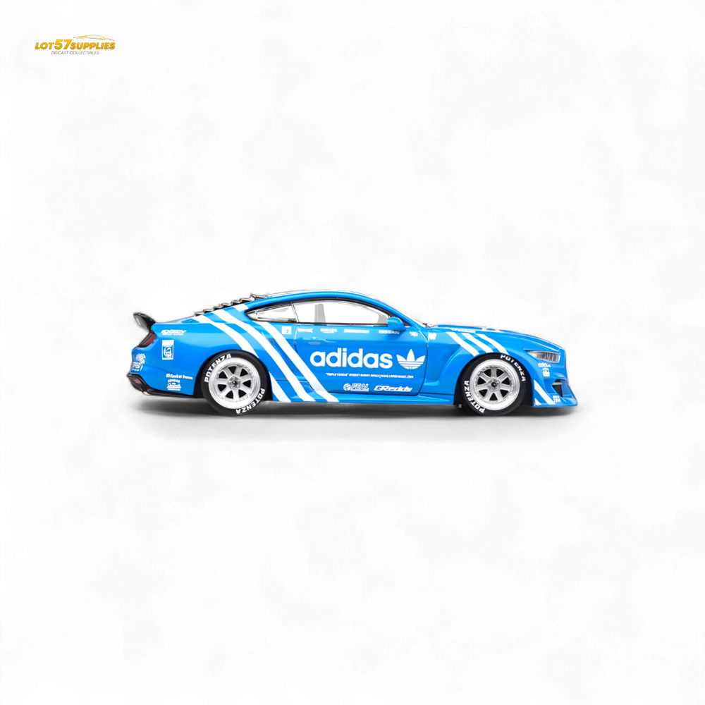 Liberty64 Ford Mustang GT Widebody Modified - A d i d a s Clover 1:64 (ONLINE ORDER ONLY)