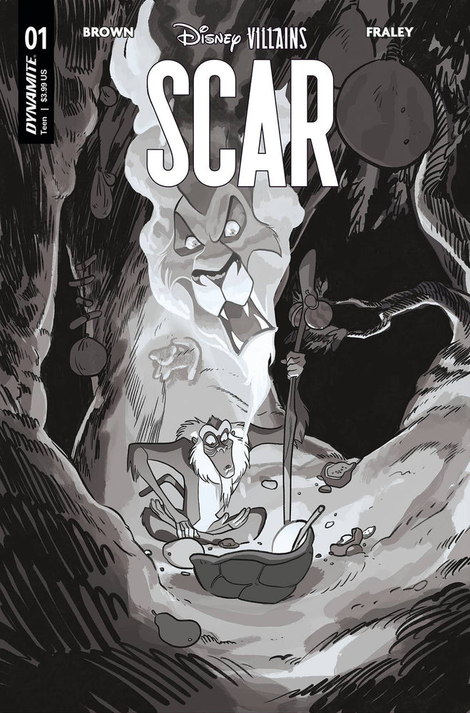 DISNEY VILLAINS SCAR #1 Y FOC 1:7 ERICA HENDERSON B&W Variant (04/05/2023) Dynamite (ONLINE ORDER ONLY)