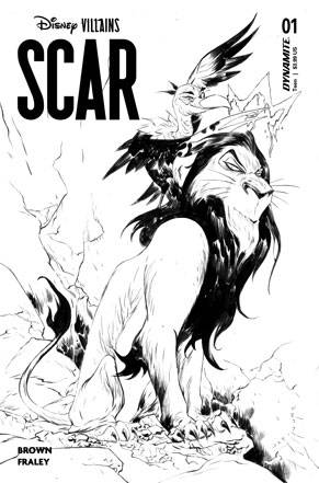 DISNEY VILLAINS SCAR #1 ZB FOC 1:10 JAE LEE B&W Variant (04/05/2023) Dynamite (ONLINE ORDER ONLY)