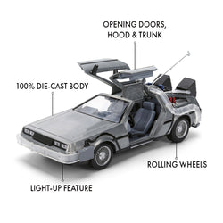Back to the Future die-cast 1:24 scale 40th Anniversary "Hollywood Rides" light-up DeLorean Time Machine (ONLINE ORDER ONLY)