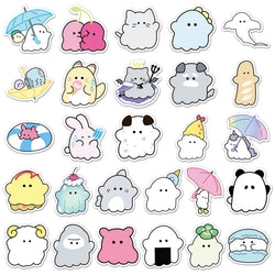 10/30/52PCS Kawaii Obakenu Stickers Cute Ghost Cartoon Sticker DIY Scrapbook Luggage Laptop Guitar Car Bike Skateboard Kids Toys (ONLINE ORDER ONLY)