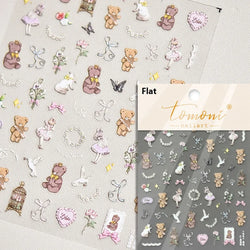 White Halo Dyeing Cat Face Cup Black Orange Toy Umbrella Love Heart Kitty Cake Embossed Relief Nail Art Stickers Manicure Decals (ONLINE ORDER ONLY)