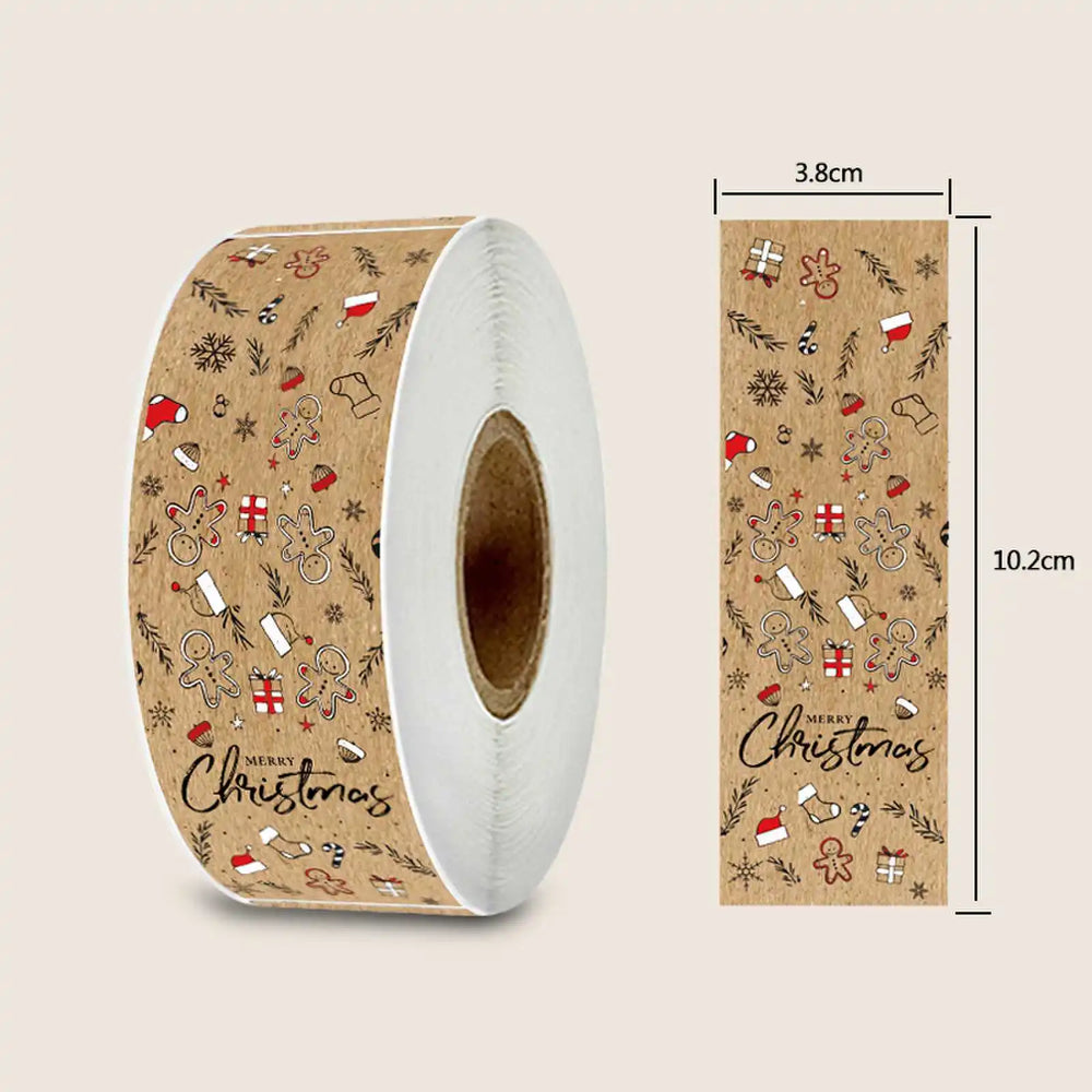 150pcs/roll Merry Christmas Stickers Kraft paper Christmas Gift Packaging Labels for Envelopes Cards Wrapping baking Decoration (ONLINE ORDER ONLY)