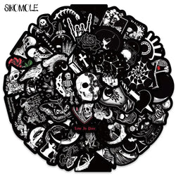 10/30/50PCS Cartoon Black and White Stickers Terrifying Skull Halloween DIY Skateboard Laptop Luggage Bike Cars Decals Sticker (ONLINE ORDER ONLY)