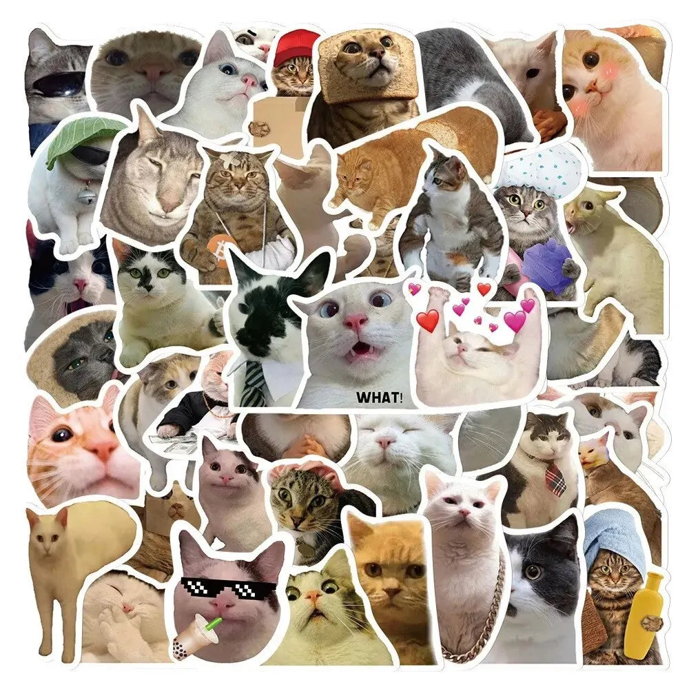 50pcs/Bag,Fun Cat Stickers,PETWaterproof, Be Suitable for Suitcase Skateboard DIY Luggage Laptop Phone Creative Stationery Toys (Online Order Only)