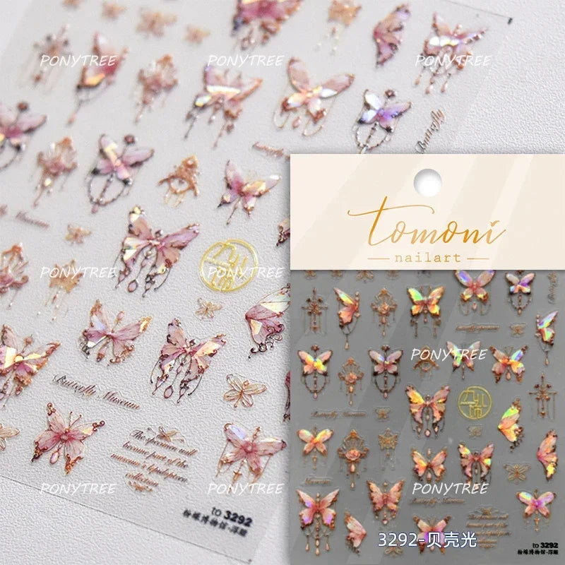 Colorful Geometric Gem Wing Love Heart Bowknot Moon Star Figure Totem Line Retro Self Adhesive Nail Art Stickers Manicure Decals (ONLINE ORDER ONLY)