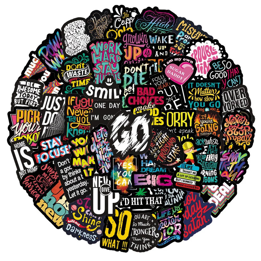 50pcs Motivational Phrase Stickers Encouragement Inspirational Quotes Scrapbook Stationary Office Study Room Sticker Decal (ONLINE ORDER ONLY)