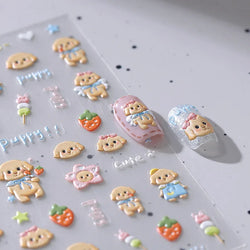 Lovely Dog Puppy Dream Heart Flower Star Pizza Food Sugar Skewers Strawberry Desserts Adhesive Nail Art Stickers Manicure Decals (Online Order Only)