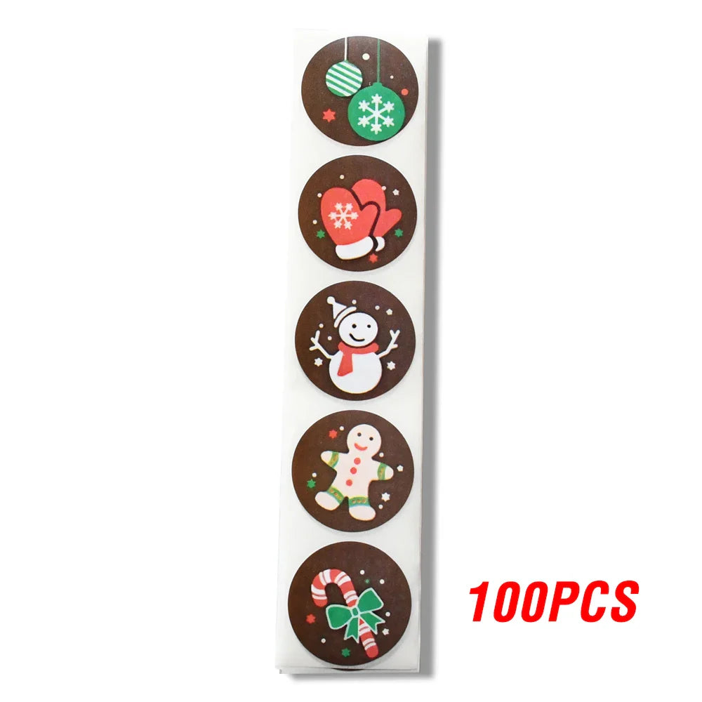 100-500pcs Christmas Stickers Santa Snowflake Adhesive Label Stickers DIY Biscuit Gift Baking Business Packaging Stickers (ONLINE ORDER ONLY)